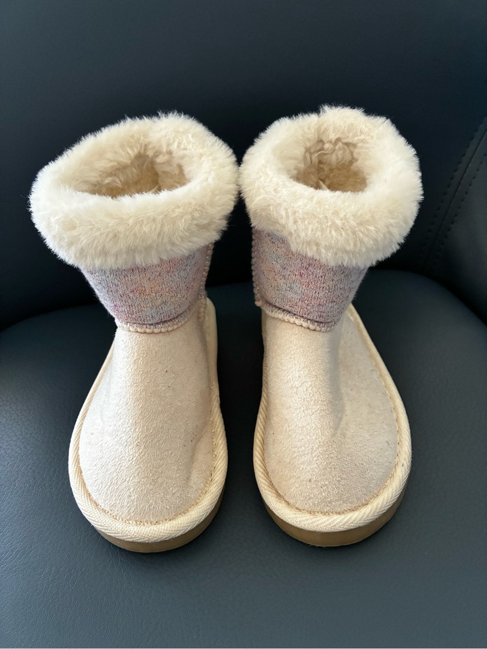 Toddler Girls Size 5 Cozy Faux-Shearling Ankle Boots - Cream